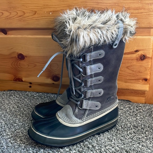 SOREL Joan Of Arctic Waterproof Boots Women’s 9.5 Tall Leather Lace Up Winter - Picture 1 of 16